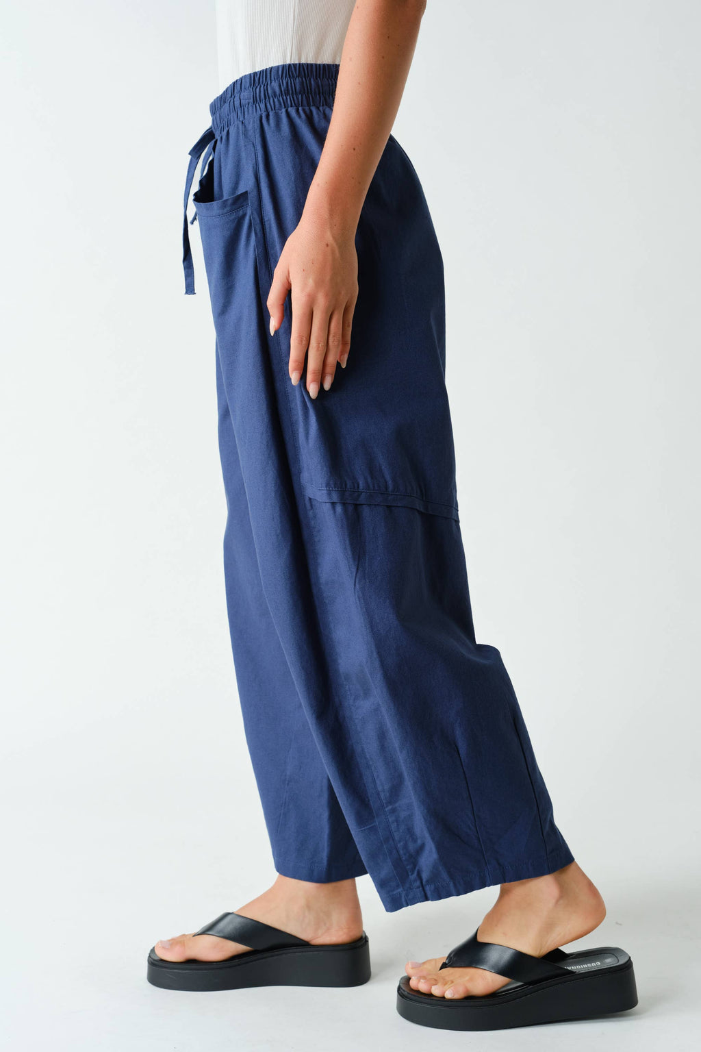 Ember Cotton Barrel-Leg Utility Pants