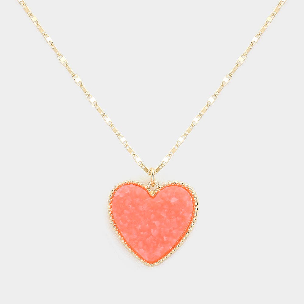 Druzy Heart Pendant Necklace