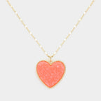 Druzy Heart Pendant Necklace