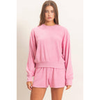 Contrast Sweatshirt & Shorts Set