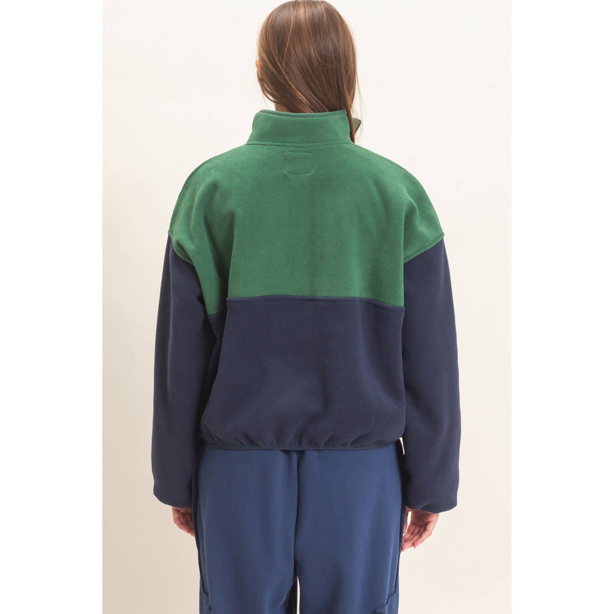 Fleece Color Contrast Half Zip Pullover
