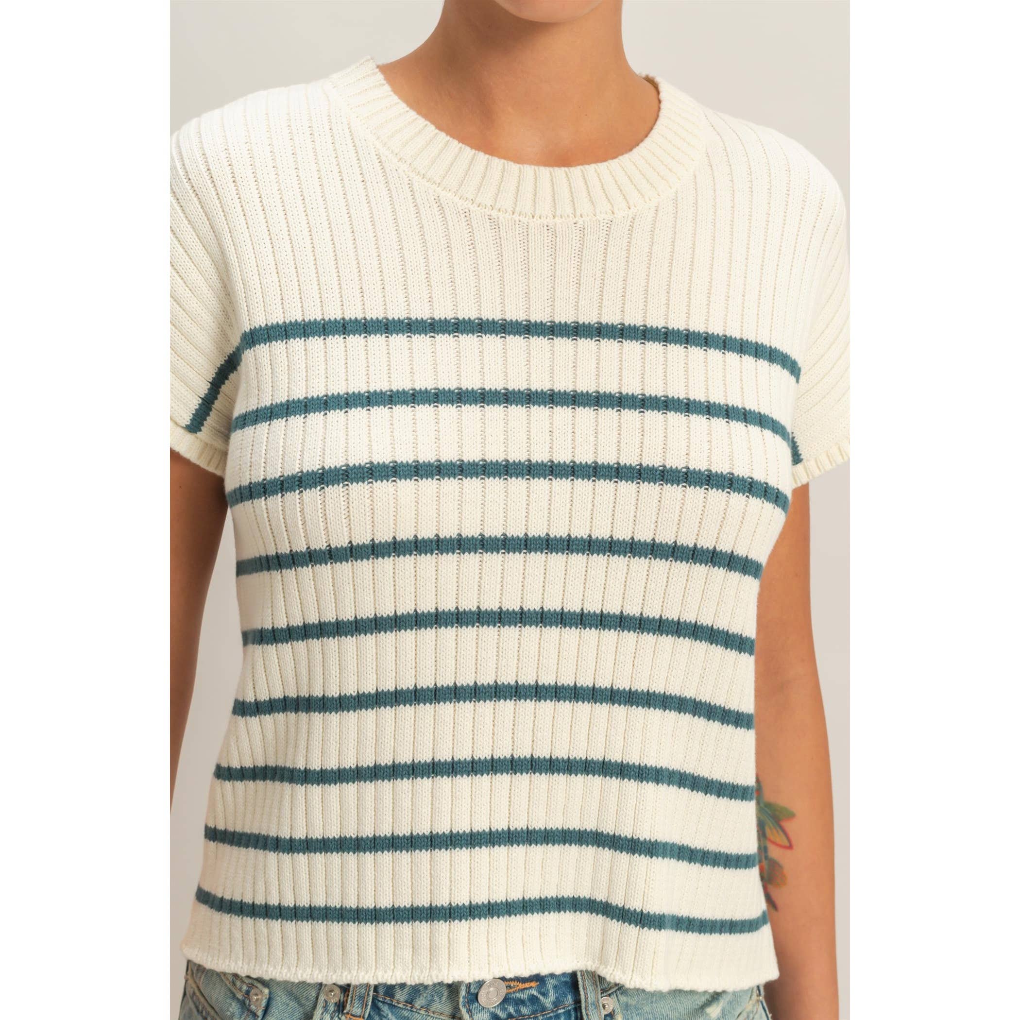 Sleeveless Ribbed Striped Knit Top