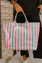 Glossy Striped Large Tote Bag