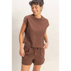 Cap Sleeve Boxy Top And Shorts Set