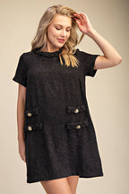 Round Neck Twist Trim Mini Dress
