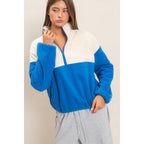 Fleece Color Contrast Half Zip Pullover