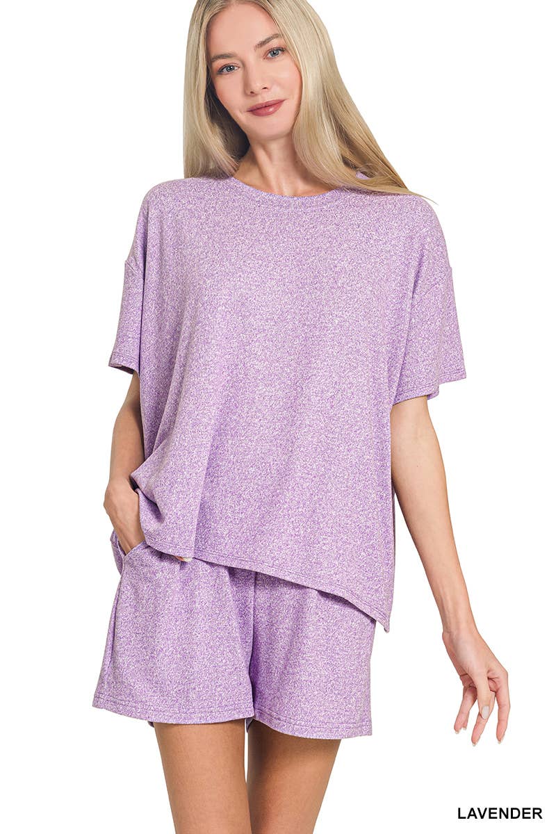 `1021 Soft Melange Short Sleeve Tee & Short Pants Set SI-28941