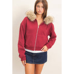 Detachable Fur Zip Up Hoodie