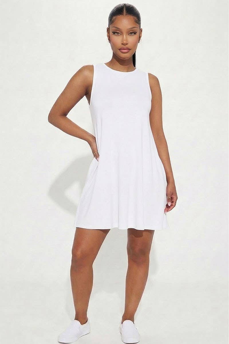 Comfy Sleeveless Flare Mini Dress