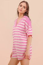 NP70994-Stripe Casual Knit Romper