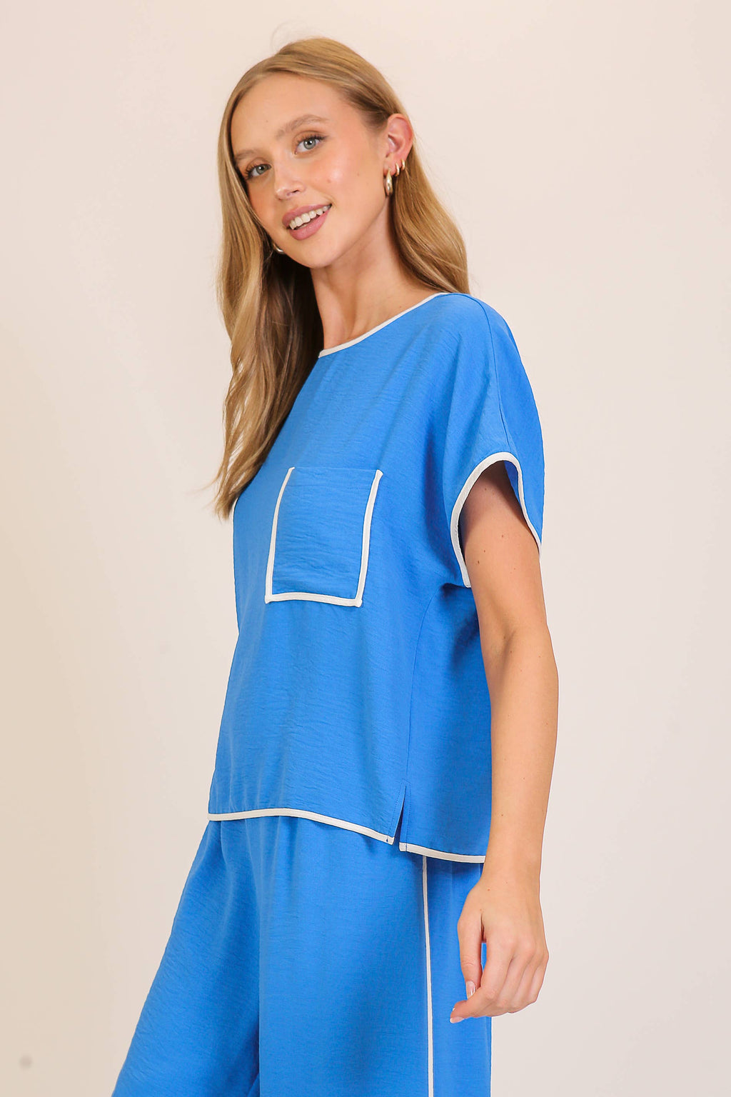 Contrast Trim Two-Piece Lounge Set