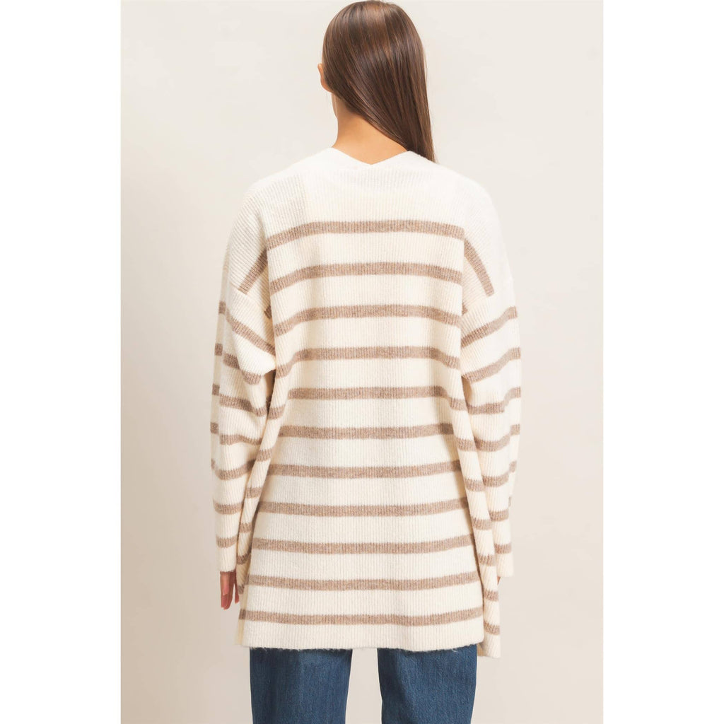 Open Front Stripe Cardigan
