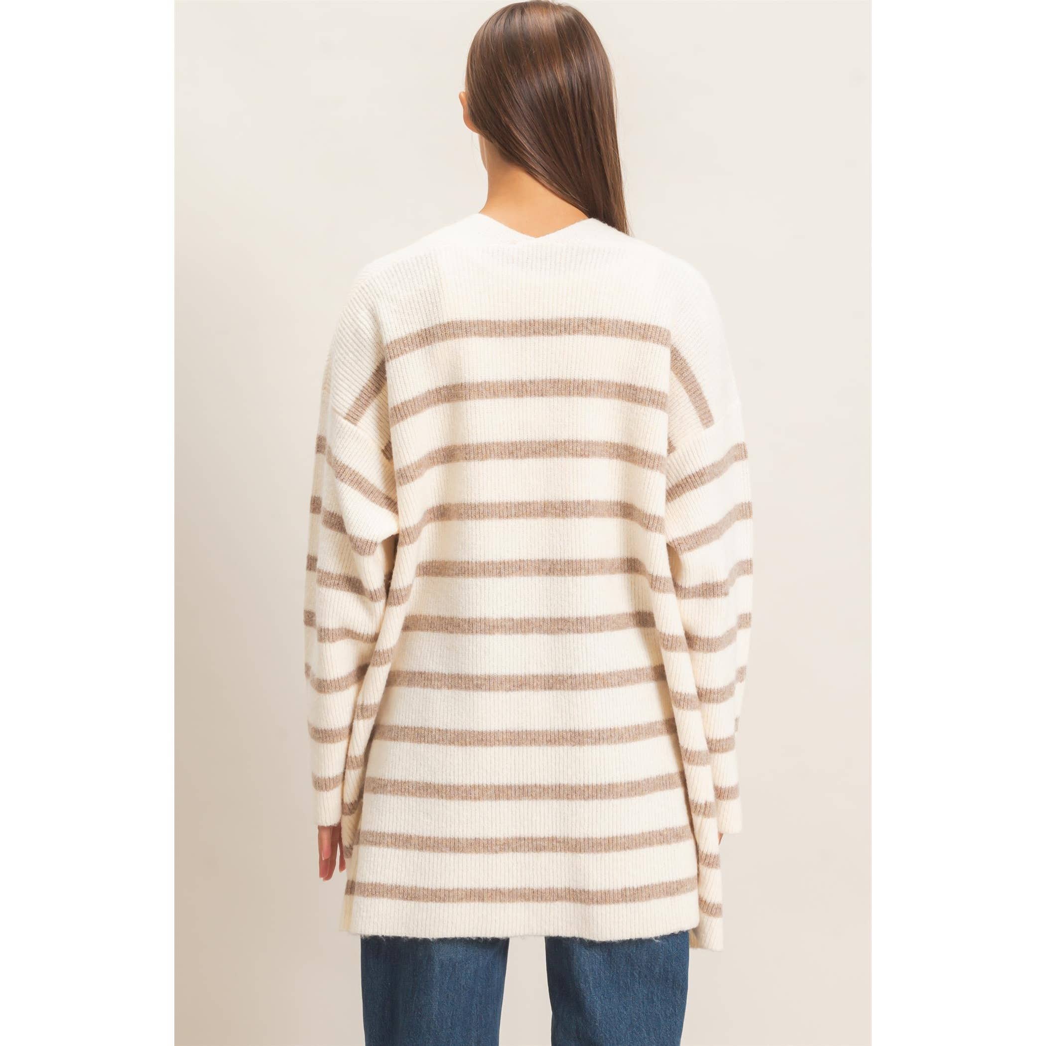 Open Front Stripe Cardigan