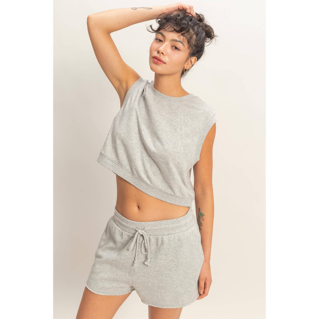 Burnout French Terry Sleeveless Top & Shorts Set