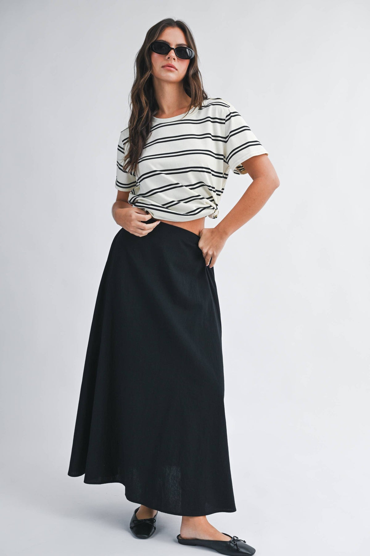 8510HN Striped Boxy Short Sleeve Tee