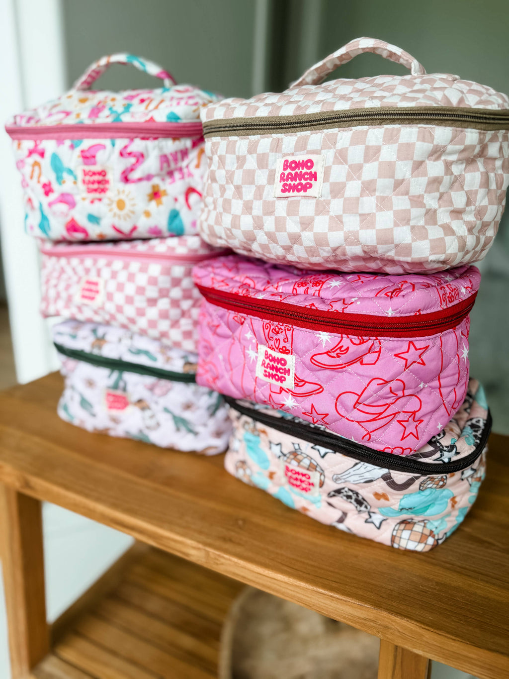 Quilted Western Makeup Bag  | Cowgirl Cosmetic Bag Fabric 