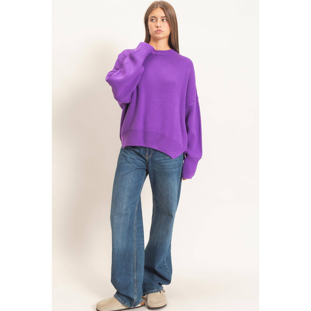 Ribbed Crew Neck Sweater
