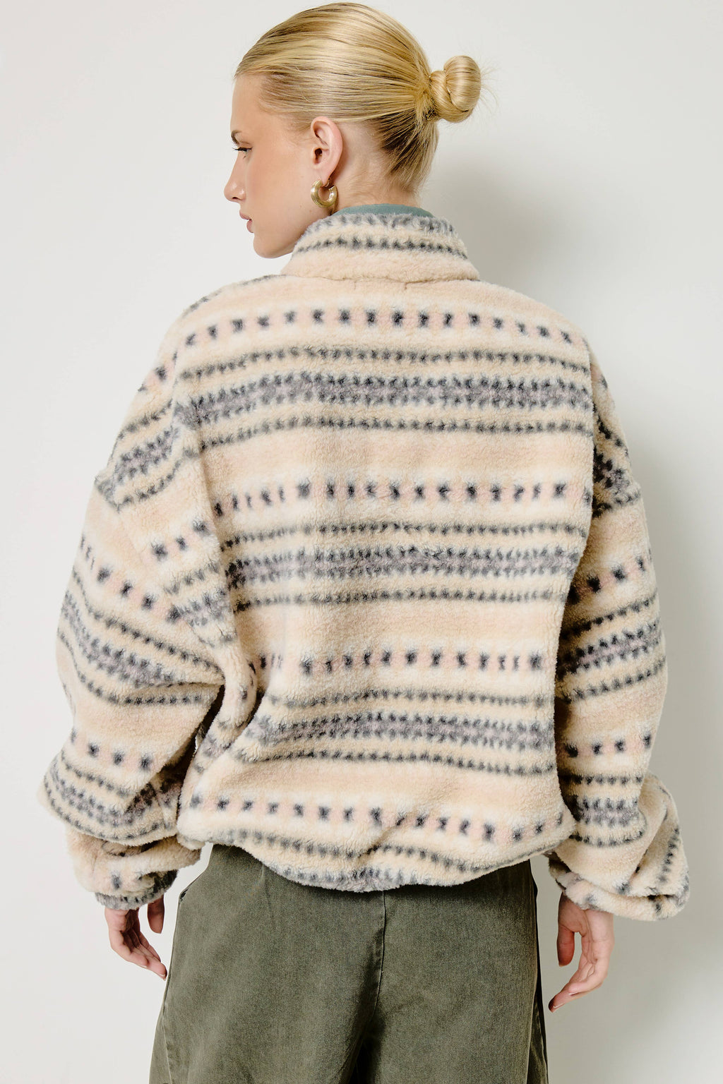 Novelty Stripe Sherpa Half Zip Pullover