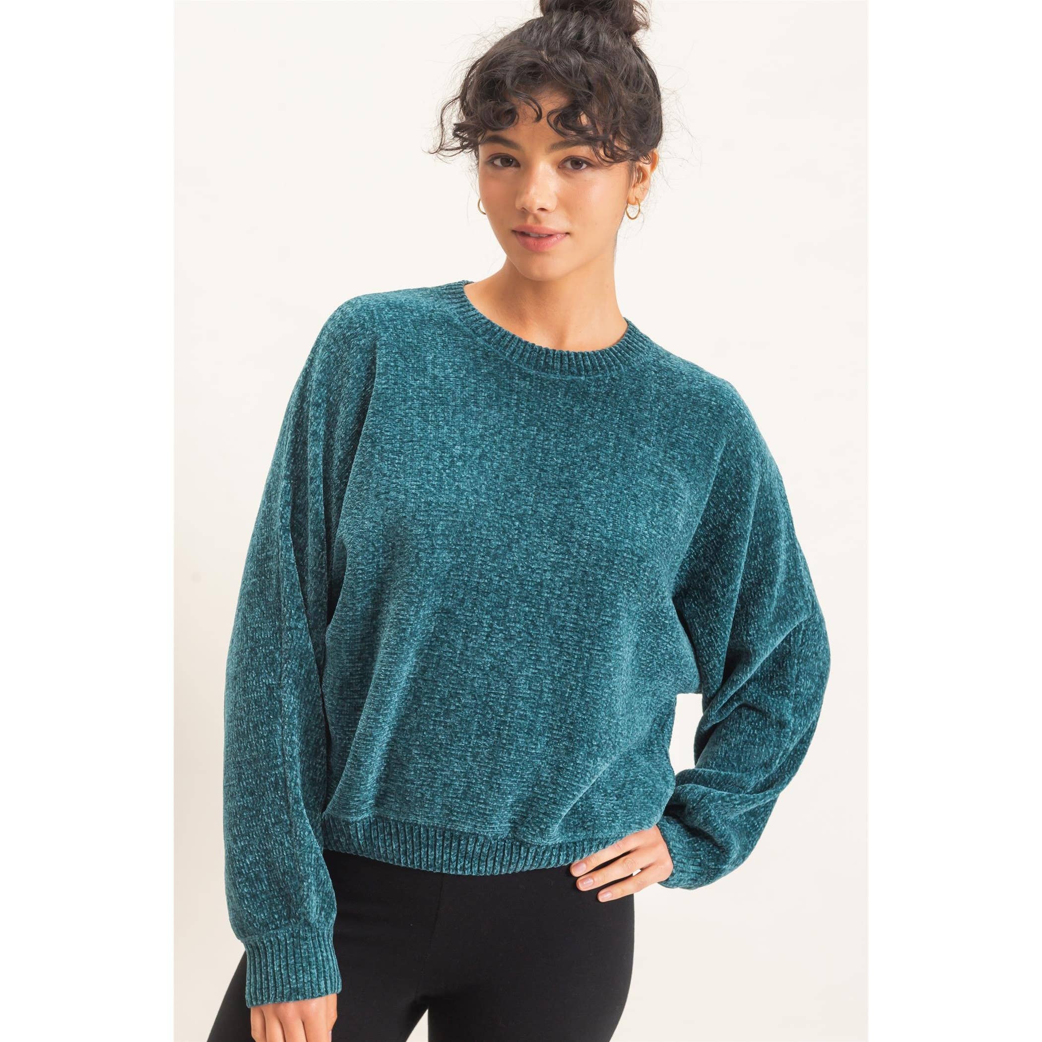 Chenille Crew Neck Sweater