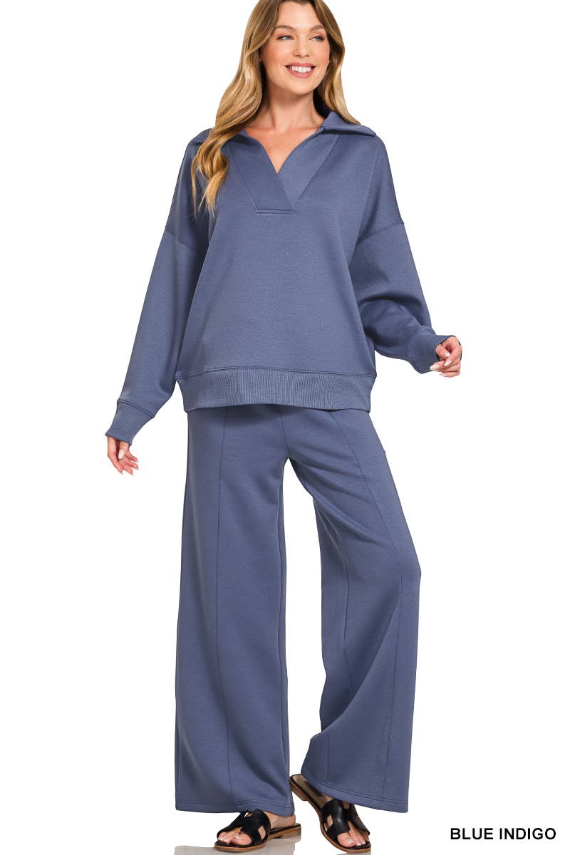 .0909 Scuba Collared Pullover & Pants 2PC Set SI-28755