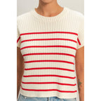 Sleeveless Ribbed Striped Knit Top