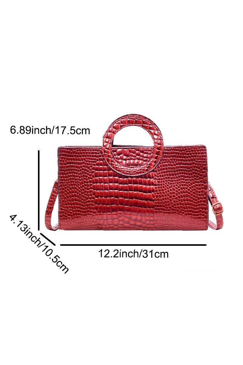 Crocodile Pattern Circular Handle Tote Bag