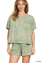 Halo Snow Washed Boxy Top N Shorts Set