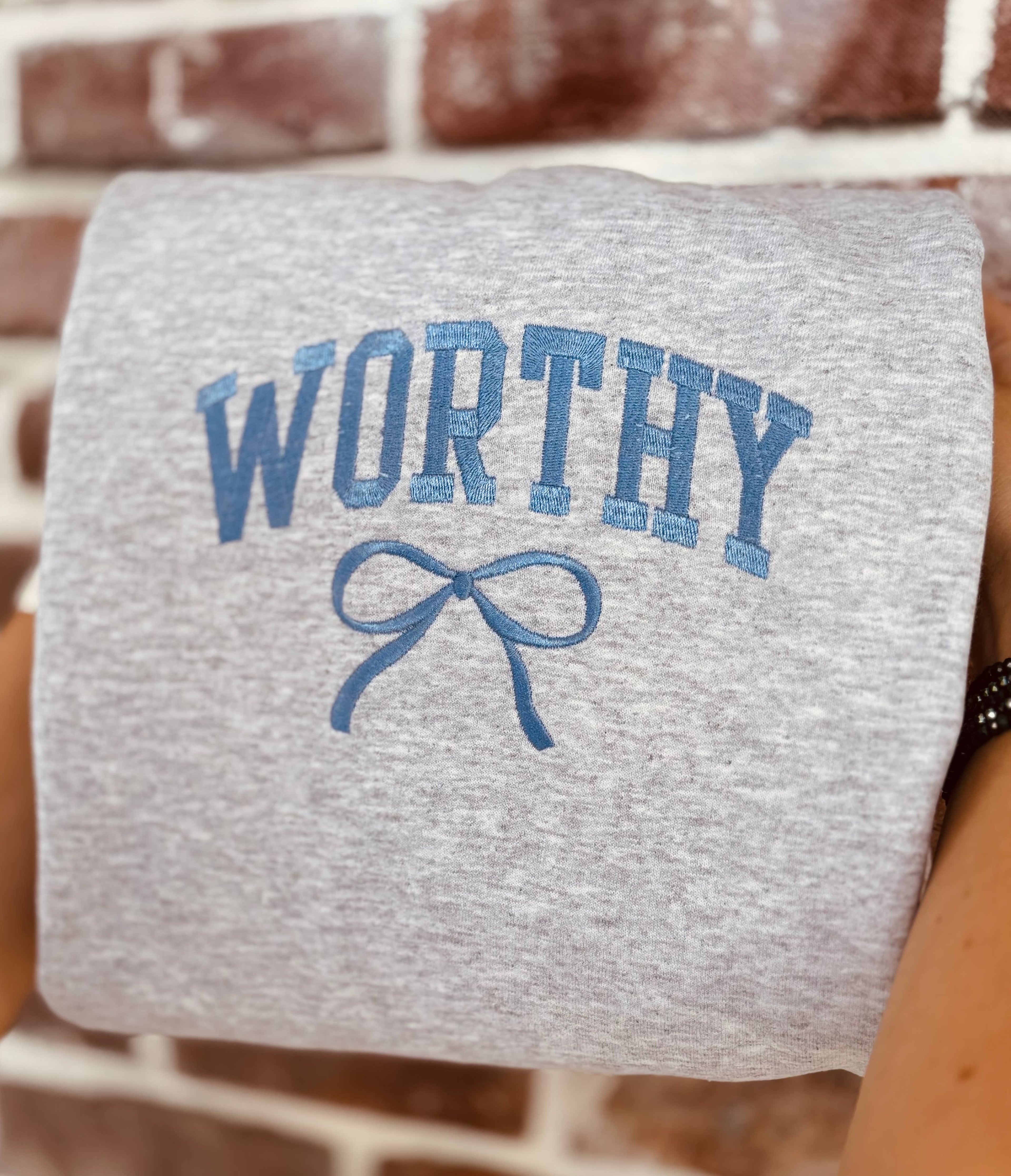 Worthy Embroidered Bow Sweatshirt