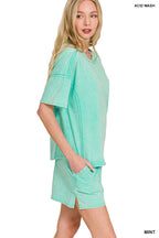 Acid Washed Short Sleeve Set