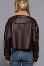 Long Sleeve Faux Leather Inner Fur Jacket