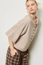 Wide Sleeve Button Front Knit Cardigan