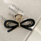 Open Ribbon Bow Gold-Tone Metal Hair Claw Clips | 40H881