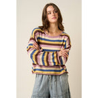 MULTICOLOR STRIPED SWEATER KNIT TOP