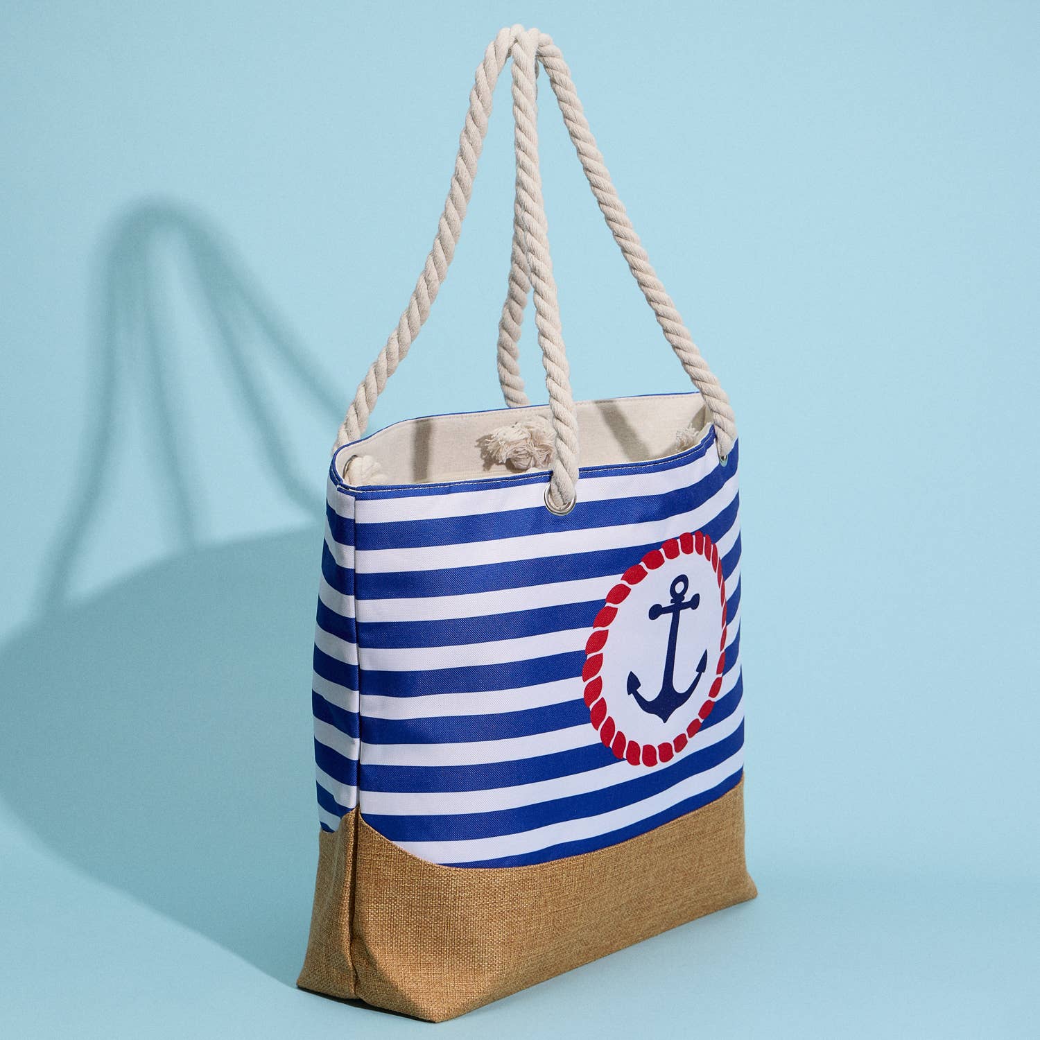 Coastal Chic | Nautical Anchor and Stripe Beach Tote