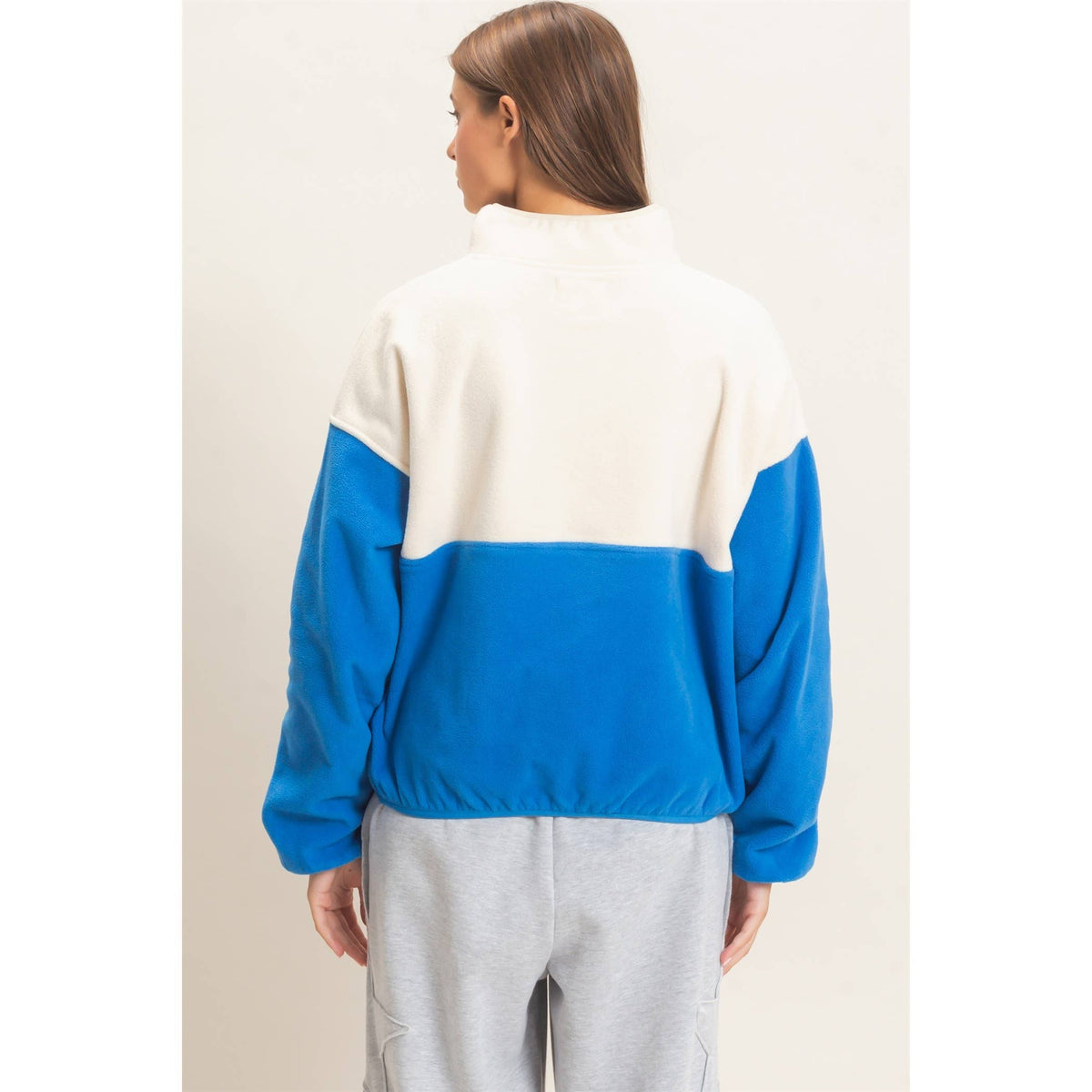 Fleece Color Contrast Half Zip Pullover
