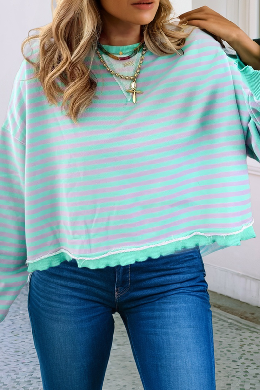 Exposed Seam Contrast Trim Sweatshirt