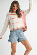 379BK Mona Knit Stripe Pullover Sweater