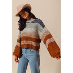 STRIPED MULTI COLOR CROP SWEATER