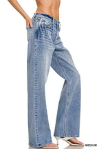 Medium Washed Straight Stretch Denim Pants Zenana
