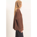 Ribbed Knit Patch Pocket Sweater