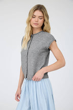 RAW EDGE SLEEVELESS LIGHTWEIGHT CARDIGAN