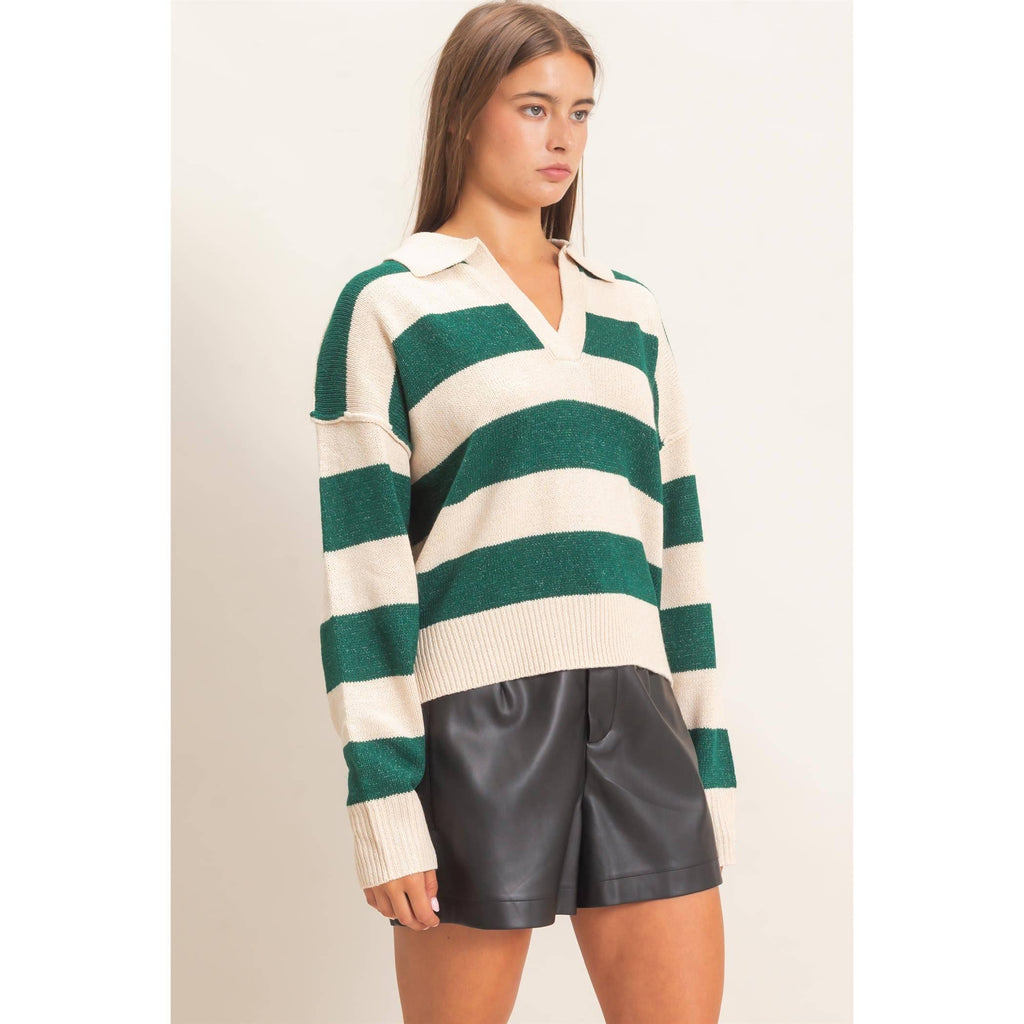 Rugby Stripe Polo Sweater