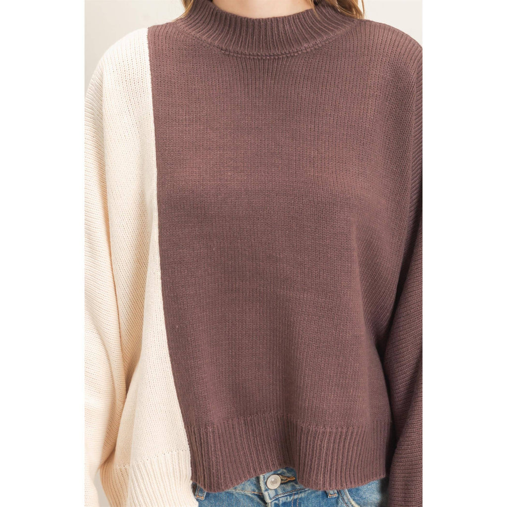 Two-Tone Knit Sweater