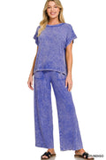 Ribbed Acid Wash Rayon Top & Pants