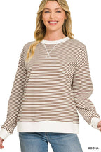 Striped Rib Banded Pullover