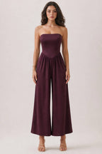 JR56941C - V SHAPE DROP WAIST TUBE JUMPSUIT