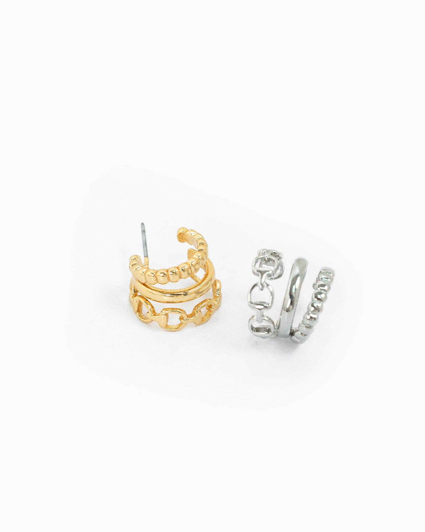 3-Line Horsebit Hoop Earrings