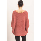 Chenille Boat Neck Dolman Sleeve Sweater