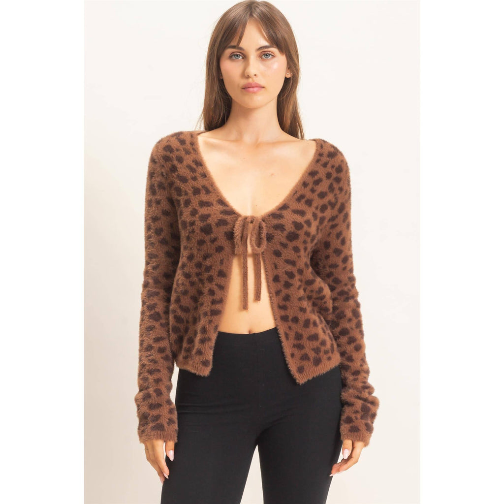 Leopard Print Cardigan Sweater