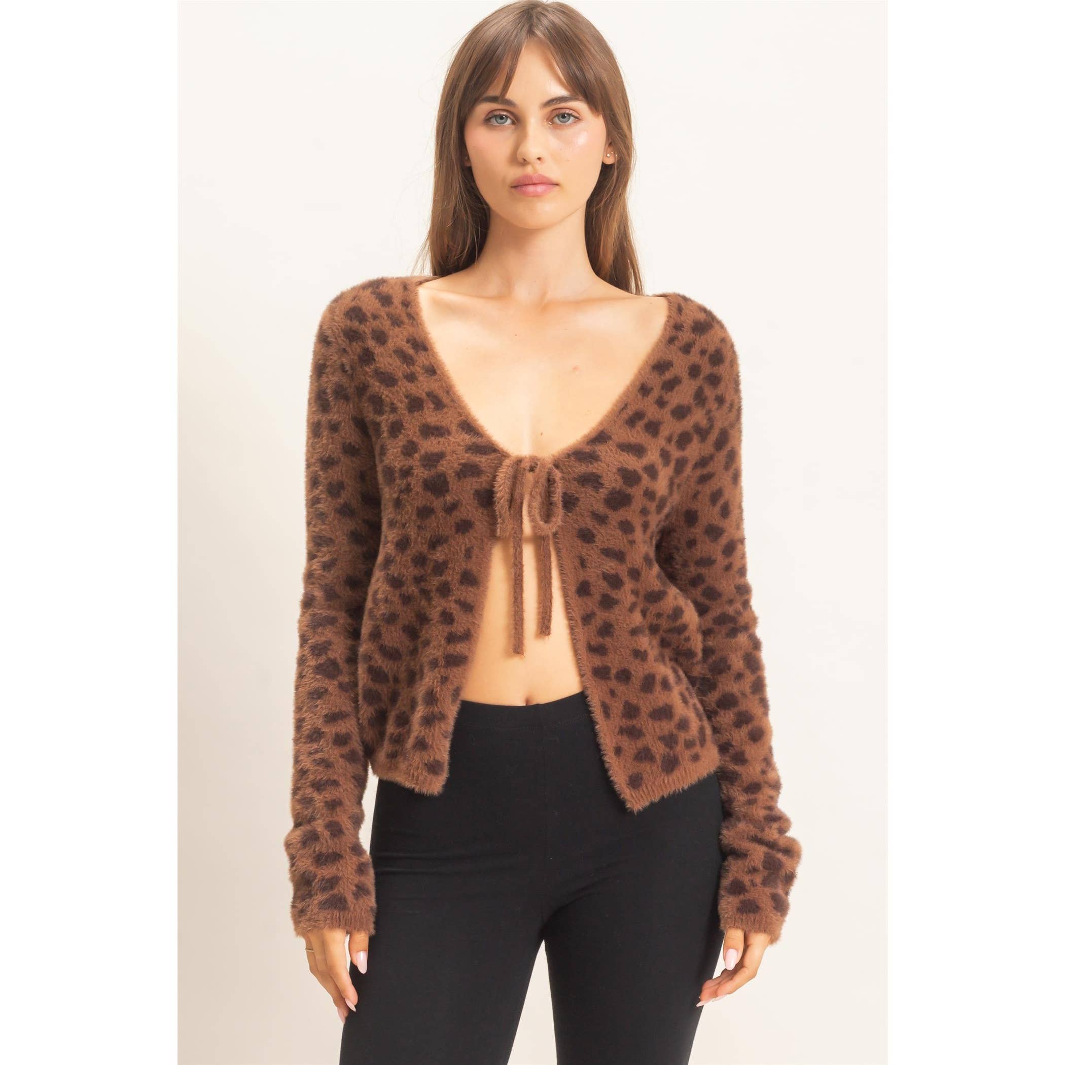 Leopard Print Cardigan Sweater